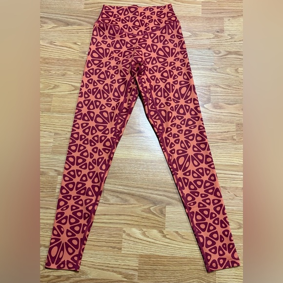 Vibrant Geometric Women's Leggings - Orange and Black - Picture 1 of 4